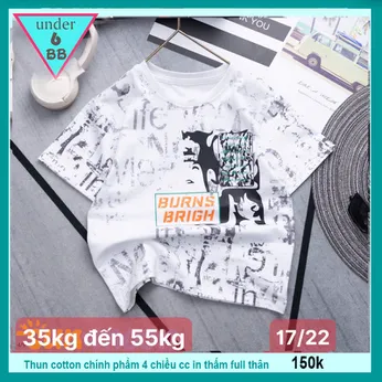 Áo thun bé trai cá tính in full chữ phong cách siêu ngầu cho bé diện đi chơi ,đi du lịch