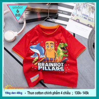 Áo thun bé trai cá tính in hình Italian Brainrot siêu hottrend cho bé diện đi chơi , đi học