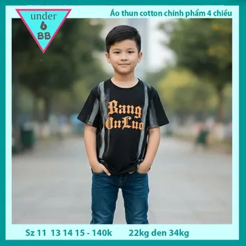 Áo thun bé trai cá tính in chữ phối màu loang cá tính cho bé đi chơi , đi học