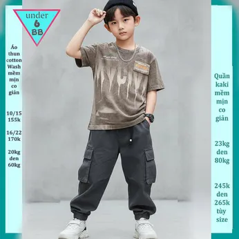 Áo thun bé trai cá tính ( vải wash ) in chữ mang phong cách thời trang cá tính siêu ngầu cho bé diện đi chơi , du lịch