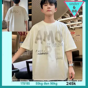 Áo thun bé trai cao cấp in chữ AMO phong cách thời trang cá tính hàn quốc cực ngầu dành cho tuổi teen đi chơi , du lịch