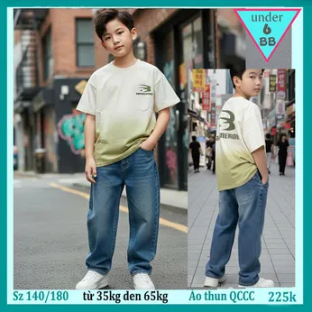 Áo thun bé trai cao cấp in chữ B - 014