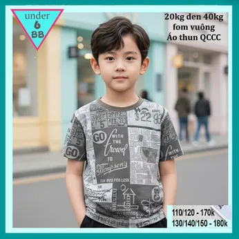 Áo thun bé trai cao cấp in chữ phong cách cá tính cho bé đi chơi , đi học