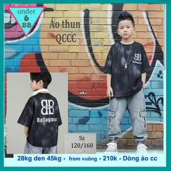 Áo thun bé trai cao cấp in chữ B phối màu loang mang phong cách cực ngầu cho bé diện đi chơi , du lịch