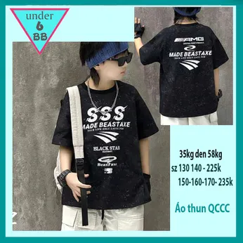 Áo thun bé trai cao cấp in chữ SSS style hàn quốc cá tính cho bé diện đi chơi , đi học 