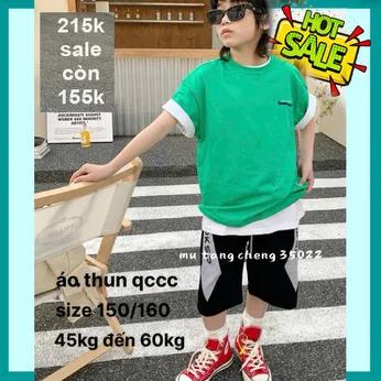 Áo thun bé trai cao cấp in chữ - xanh lá 009