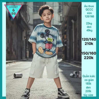 Áo thun bé trai cao cấp in hình Mickey cá tính dành cho bé đi chơi ,đi du lịch