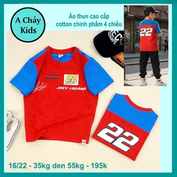 Áo thun bé trai cao cấp in số 22 phối màu cá tính cho bé đi chơi , đi du lịch