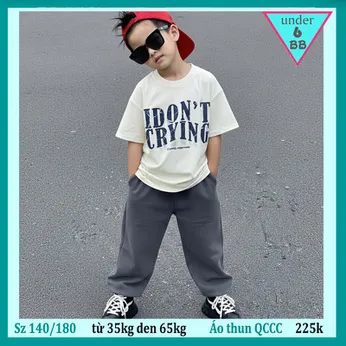 Áo thun bé trai cao cấp in chữ I DON'TCRING phong cách hàn quốc cực cá tính cho bé diện đi chơi , du lịch