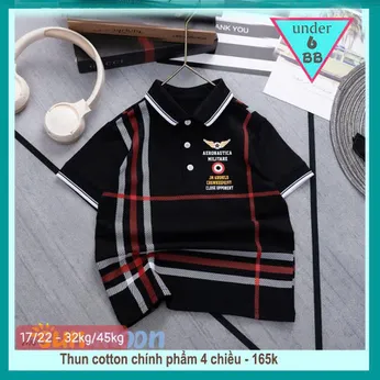 Áo thun có cổ cho bé trai in sọc mang phong cách cá tính cho bé đi chơi ,đi du lịch