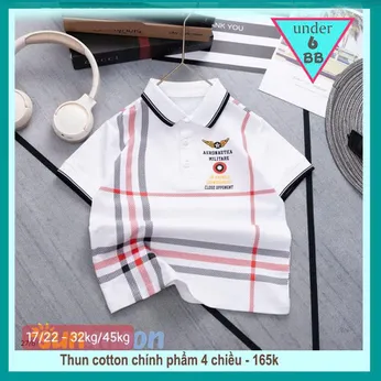 Áo thun có cổ cho bé trai in sọc mang phong cách cá tính cho bé đi chơi ,đi du lịch