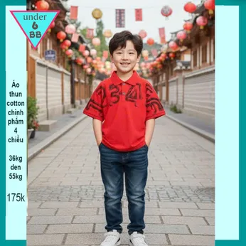 Áo thun có cổ cho bé trai in số phong cách thời trang cá tính cho bé diện đi chơi , đi tiệc