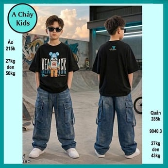 Áo thun bé trai cotton in hình Chú Gấu cá tính phong cách hiphop siêu ngầu cho bé đi chơi , đi du lịch