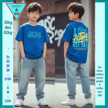 Áo thun bé trai cotton in chữ mang phong cách thời trang cá tính cho bé đi chơi, du lịch