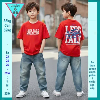 Áo thun bé trai cotton in chữ mang phong cách thời trang cá tính cho bé đi chơi, du lịch