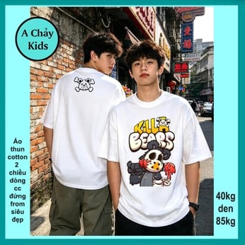 Áo thun cotton bé trai in Chú Gấu Hề phong cách hàn quốc cá tính cho bé diện phố , du lịch