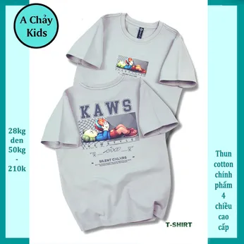 Áo thun bé trai cotton in chữ KWAS phong cách cá tính cho bé đi chơi , đi học