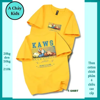 Áo thun bé trai cotton in chữ KWAS phong cách cá tính cho bé đi chơi , đi học