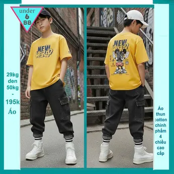 Áo Thun bé trai cotton in hình Mickey cá tính cho bé diện đi chơi , du lịch