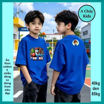 Áo thun cotton bé trai in hình Rlox phong cách cá tính cho bé đi chơi , du lịch