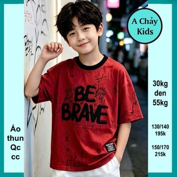 Áo thun bé trai in chữ BE BRAVE phong cách hàn quốc cá tính cho bé đi chơi , đi học
