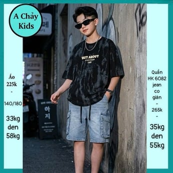 Áo thun bé trai in chữ phối loang màu phong cách cực ngầu cho bé diện đi chơi , đi lịch