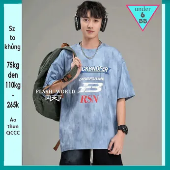 Áo thun bé trai cao cấp in chữ B - xanh 021