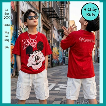 Áo thun bé trai in chữ BEJM phối hình Mickeyy vừa cá tính , vừa dễ thương cho bé đi chơi ,đi học