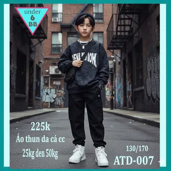 Áo thun bé trai tay dài ( ATD - 007) in chữ phối màu loang phong cách thời trang cá tính cho bé đi chơi , du lịch