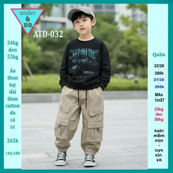 Áo thun bé trai tay dài in chữ ATD - 032