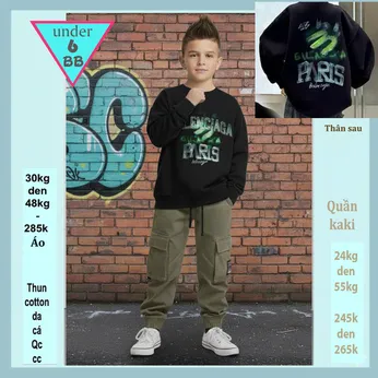 Áo thun bé trai tay dài ( thun da cá dày dặn ) in chữ phong cách cá tính cho bé đi chơi , du lịch