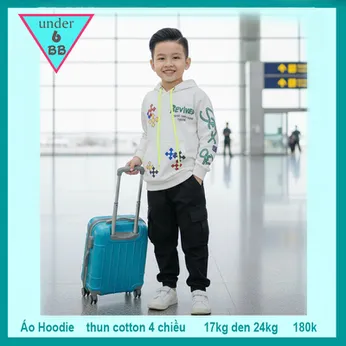 Áo thun bé trai tay dài có nón in chữ - Trắng 010