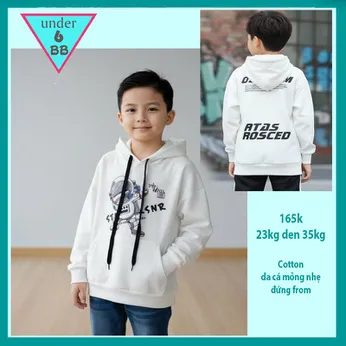 Áo thun bé trai tay dài có nón (Hoodie ) in hình Phi Hành Gia phong cách cá tính cho bé đi chơi , du lịch