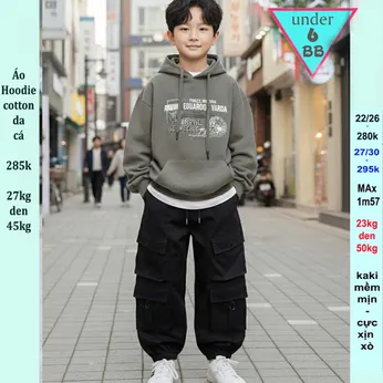 Áo thun bé trai tay dài có nón ( Hoodie - thun da cá dày dặn ) in chữ phong cách cá tính cho bé yêu diện đi du lịch