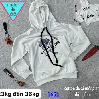 Áo thun bé trai tay dài có nón (Hoodie ) in hình Phi Hành Gia phong cách cá tính cho bé đi chơi , du lịch