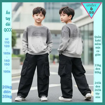 Áo thun bé trai tay dài cao cấp cotton da cá in chữ phong cách cá tính cho bé đi chơi , đi học