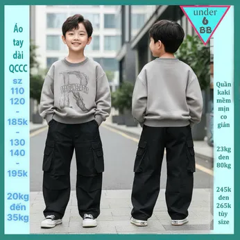 Áo thun bé trai tay dài cao cấp cotton da cá dày dặn in chữ phong cách cá tính cho bé đi chơi , đi học