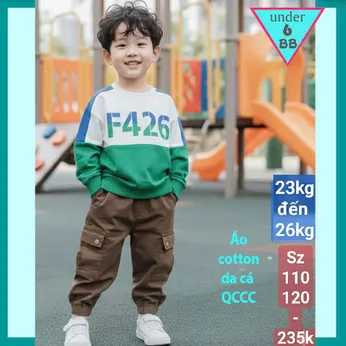 Áo thun tay dài bé trai ( vải nỉ mỏng ) in chữ phong cách cá tính cho bé đi chơi