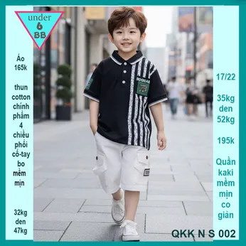 Áo thun có cổ cho bé trai in chữ ROGRAM phong cách cá tính cho bé diện đi du lịch, đi tiệc