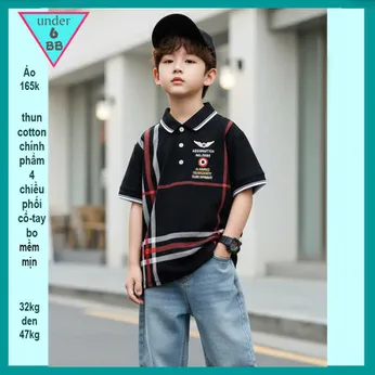 Áo thun có cổ cho bé trai in sọc mang phong cách cá tính cho bé đi chơi ,đi du lịch