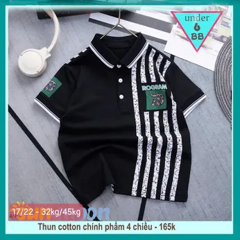 Áo thun có cổ cho bé trai in chữ ROGRAM phong cách cá tính cho bé diện đi du lịch, đi tiệc