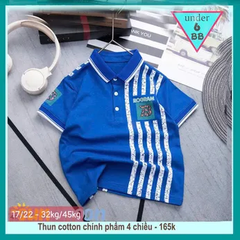 Áo thun có cổ cho bé trai in chữ ROGRAM phong cách cá tính cho bé diện đi du lịch, đi tiệc