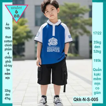 Áo thun có cổ cho bé trai in chữ B phối màu cá tính cho bé diện đi chơi , du lịch