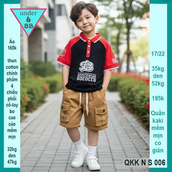 Áo thun có cổ cho bé trai in chữ B phối màu cá tính cho bé diện đi chơi , du lịch