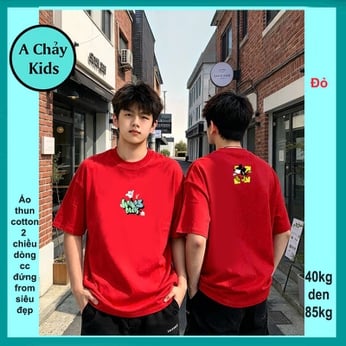Áo thun cotton bé trai in chữ đơn giản phong cách hàn quốc cá tính cho bé đi chơi , đi học