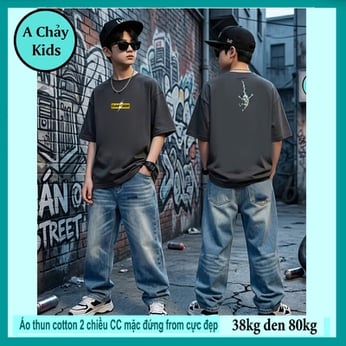Áo thun cotton bé trai in chữ cá tính phong cách hàn quốc cho bé đi chơi , đi học