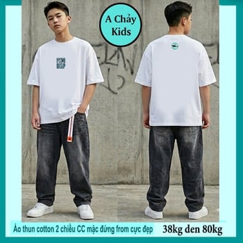 Áo thun cotton bé trai in chữ cá tính phong cách hàn quốc cho bé đi chơi , đi du lịch
