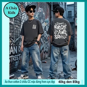 Áo thun cotton bé trai in chữ cá tính phong cách hàn quốc cực ngầu cho bé diện phố, du lịch