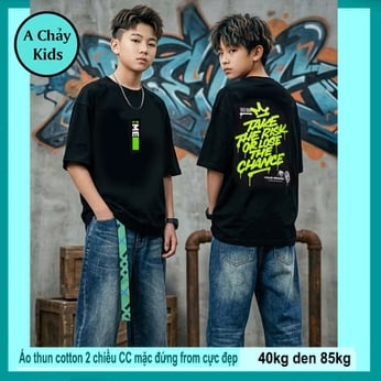 Áo thun cotton bé trai in chữ cá tính phong cách hàn quốc cực ngầu cho bé diện phố, du lịch