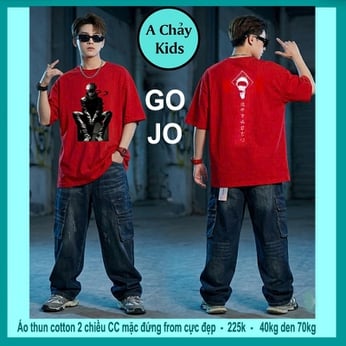 Áo thun cotton bé trai in hình anime Gojjo siêu ngầu cho bé lớn diện đi chơi , đi du lịch